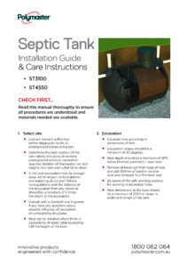 Septic tank installation guide and instructions.