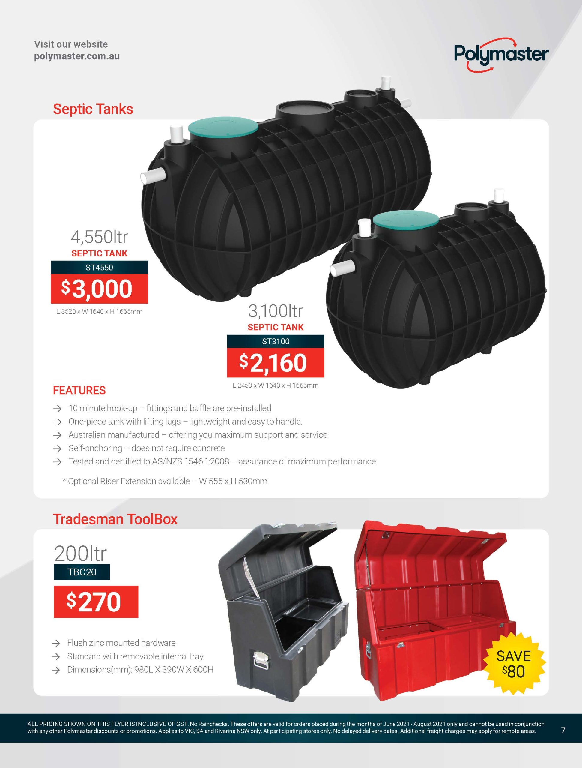 Polymaster Water Tank Specials | PolyPromos | Polymaster