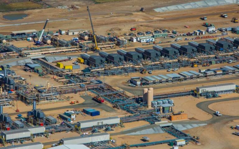Aerial shot of an industrial compound