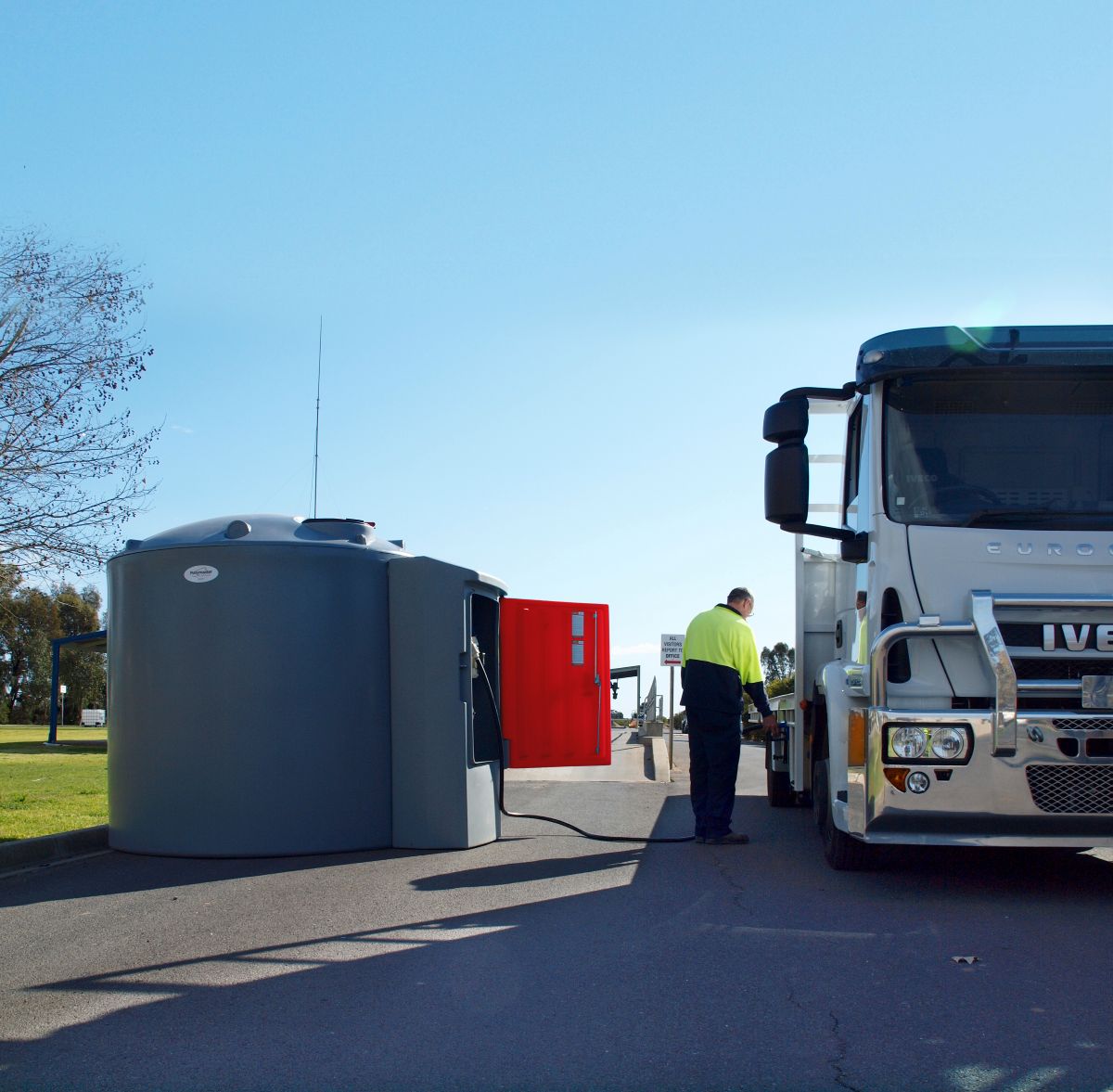 Diesel tank filling up a truck