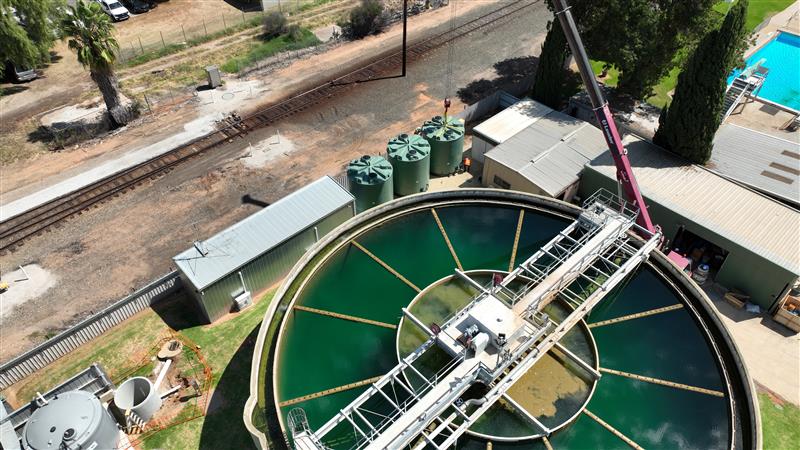 Aerial shot of a water treatment plant