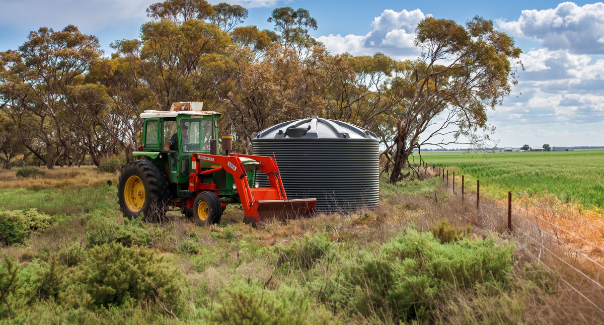 Agricultural Water Storage and farm tractor