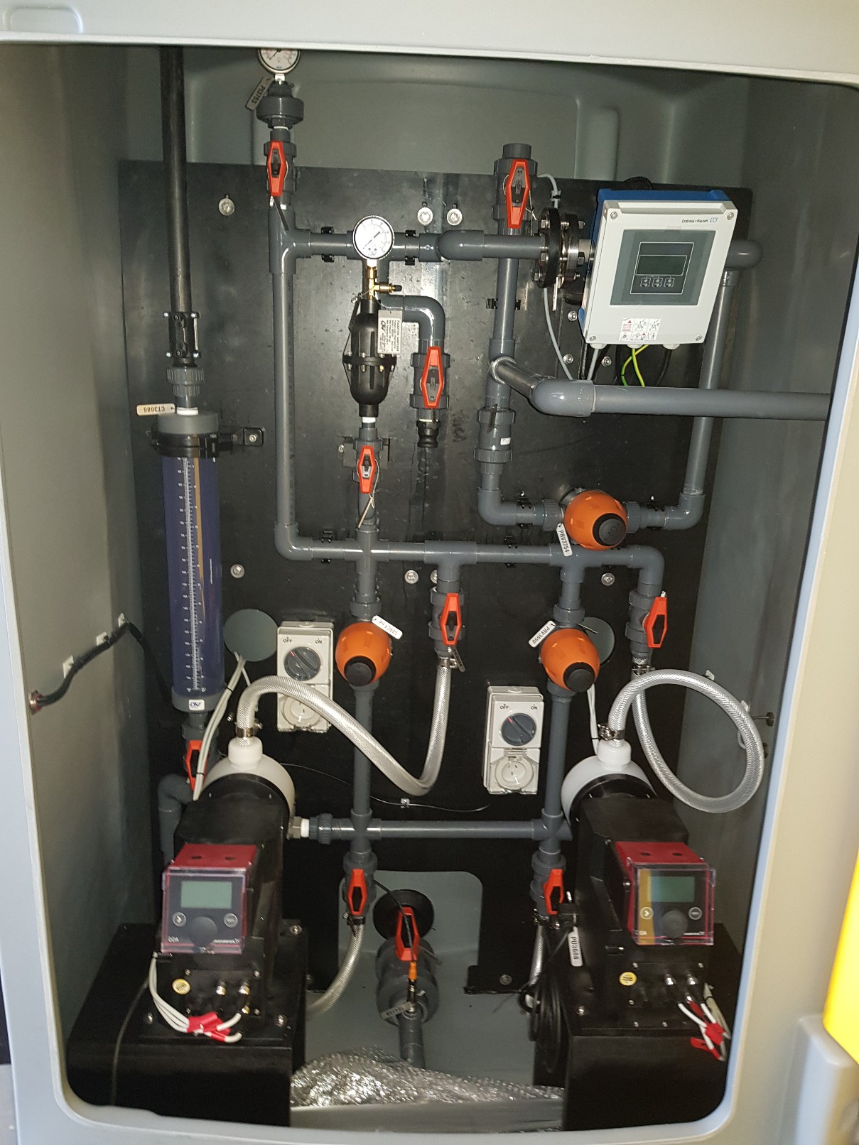 Self Bunded Dosing Cabinet pipework