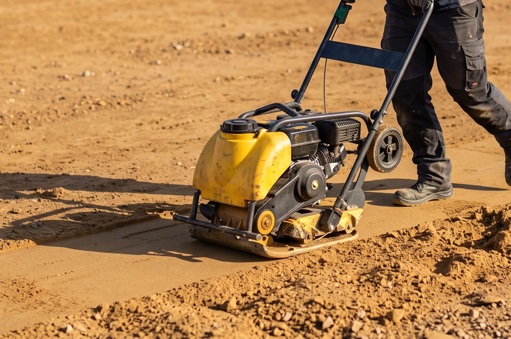 Polymaster water tank compacted Sand base