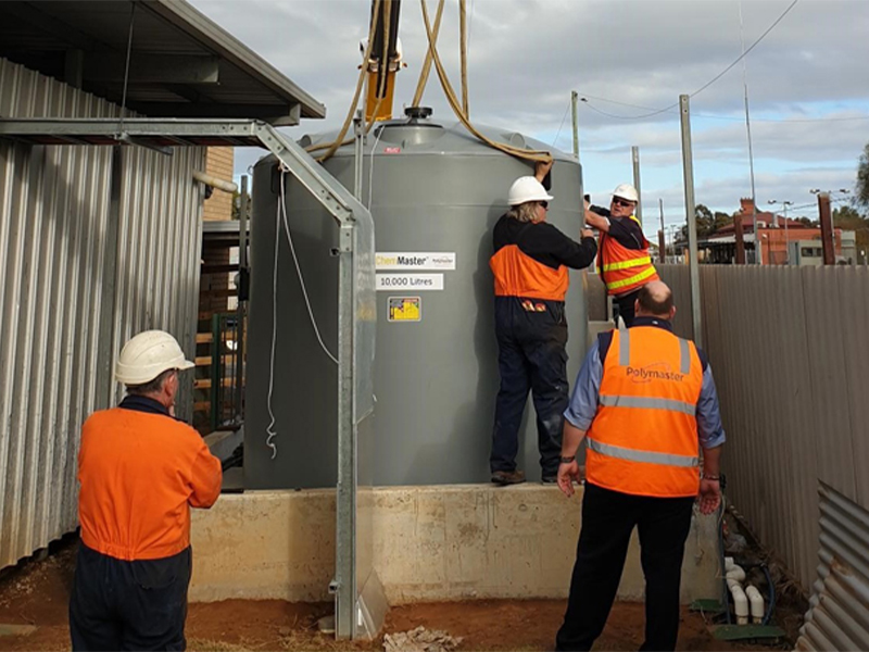 Polymaster Chemical Storage Tank installed in Lower Murray Water Plant
