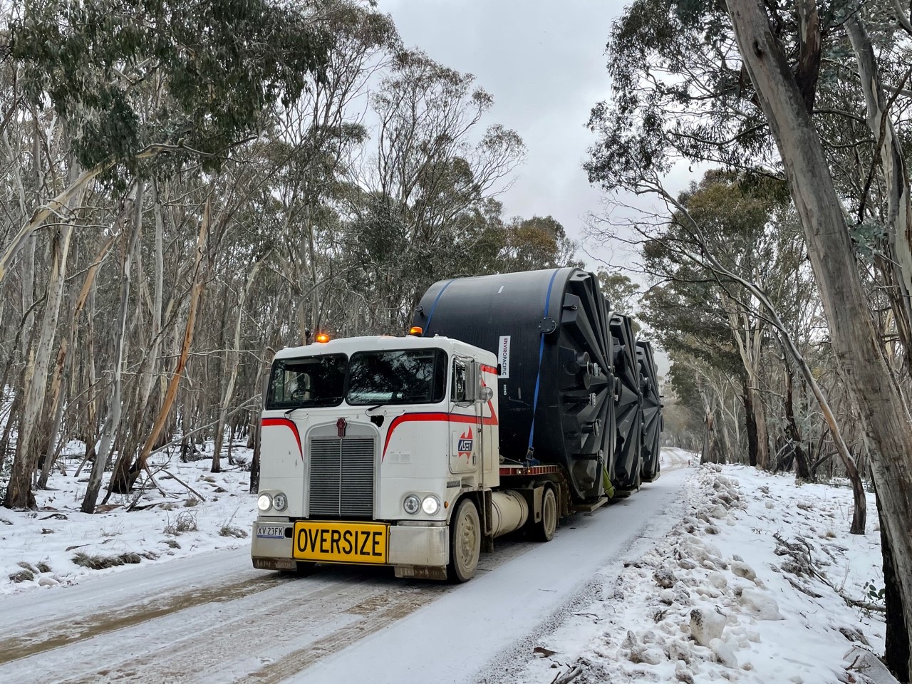 delivery truck in snow