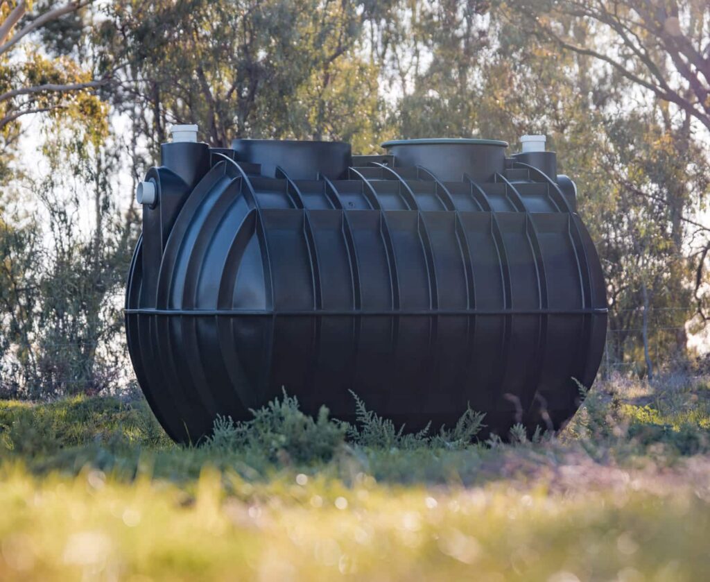 Septic tank on a field