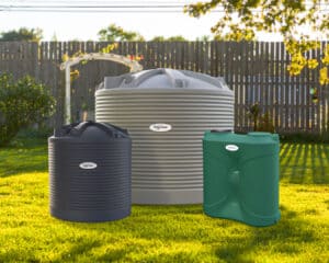 small water tanks installed in a backyard