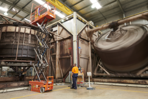 water tank mould inside of a factory