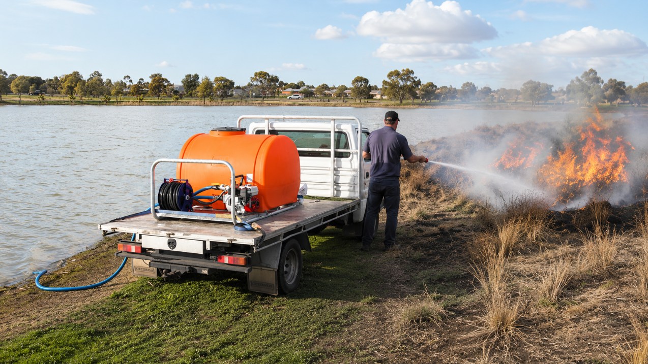 fire-fighting water cartage in action