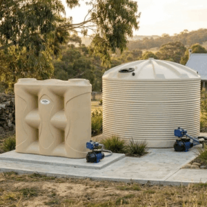 Polymaster round and slimline water tanks with pumps